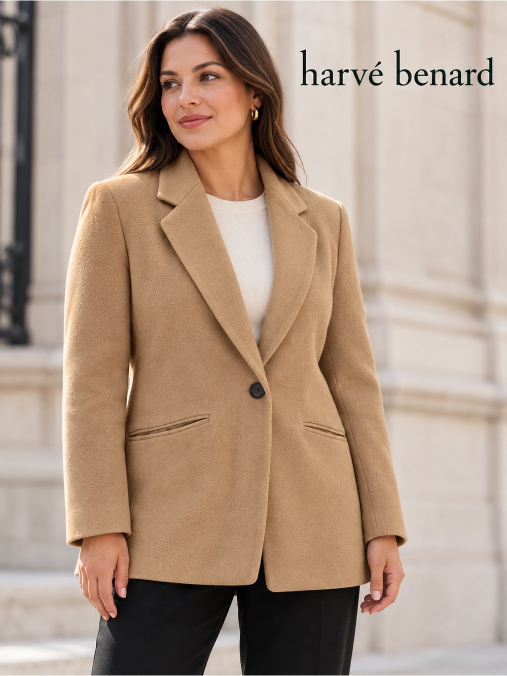 VGUC Vintage Harve Benard Camel Wool Cashmere Single Button Blazer Jacket M/L